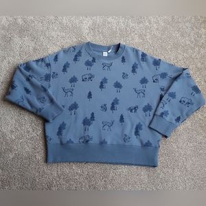 Twik Blue Wildlife Print Long Sleeve Crew Neck Top